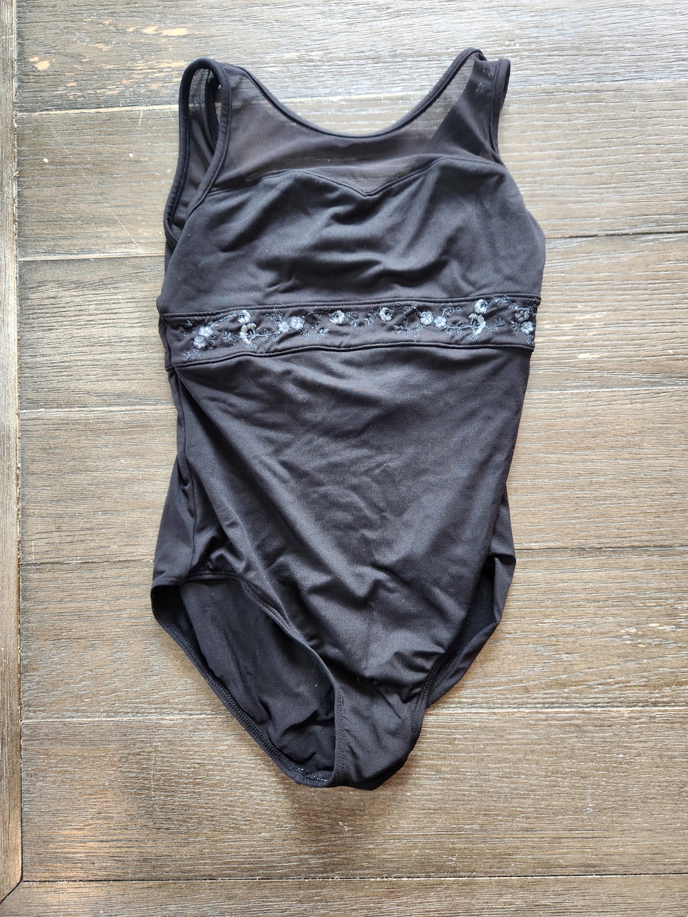 Bloch Girls Black Leotard with floral detailing